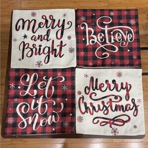 Holiday Throw Pillow Covers 🎄Red & Black Buffalo Check and Cream Burlap Covers